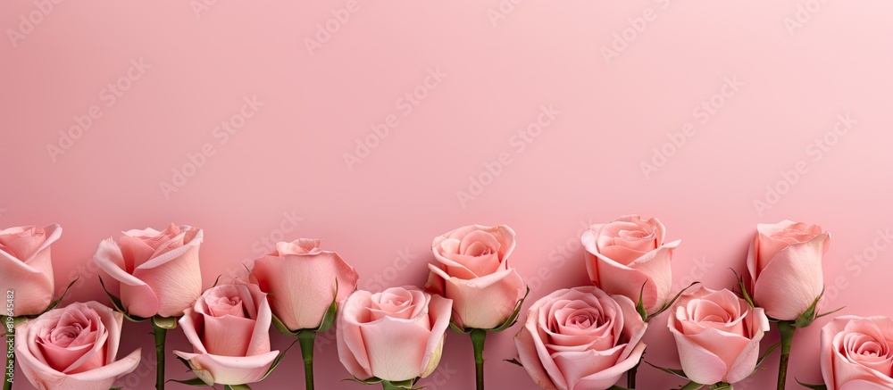 Canvas Prints a delightful arrangement of roses on a pink background perfect for a copy space image