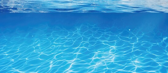 Obraz premium Blue swimming pool surface with water in the background featuring copy space image