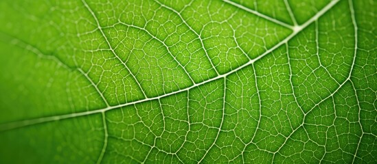 Obraz premium Detailed macro shot capturing the texture of a green leaf with copy space image