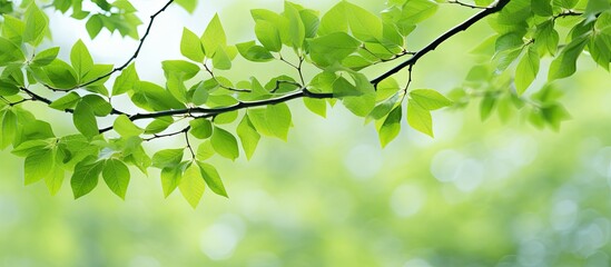Obraz premium Branch in summer adorned with vibrant green leaves perfect as a copy space image