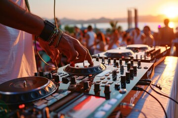 DJ Performing at Sunset Beach Party