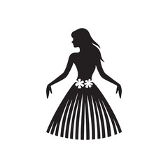 Fototapeta premium Tropical Hula Skirt Silhouette: The Vibrant Spirit and Cultural Iconography of Hawaiian Dance Attire- Minimalist Hula Skirt Vector- Hula Skirt Illustration.