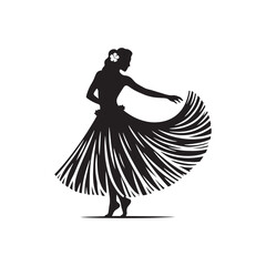 Tropical Hula Skirt Silhouette: The Vibrant Spirit and Cultural Iconography of Hawaiian Dance Attire- Minimalist Hula Skirt Vector- Hula Skirt Illustration.