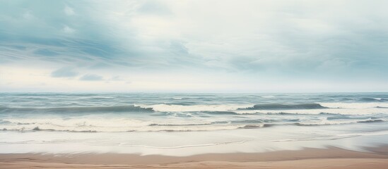 Overcast day at the beach with a copy space image