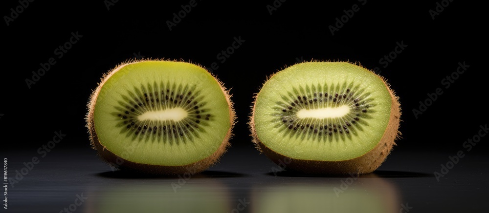 Aufkleber kiwi displayed against a blank backdrop with copy space image shown both sliced and whole