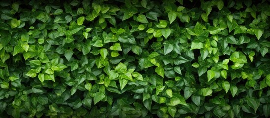 Background of a wall covered with green leaves perfect for copy space image