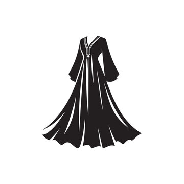 Minimalist Jellabiya Vector Silhouette: Elegant Vector Art and Cultural Significance of Middle Eastern Traditional Attire- Illustration of Jellabiya.