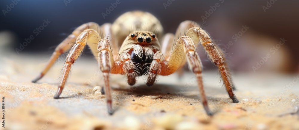 Poster close up image of a spider with copy space