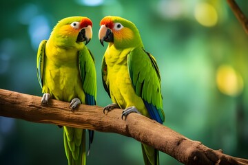 Fototapeta premium Green Parrot Birds ai generated 