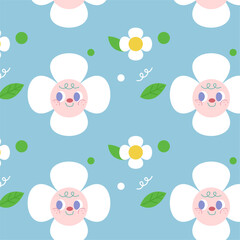 Seamless pattern with Chamomile smiled brightly., Endless repeating texture with craft items for printing. Printable backdrop illustration.
