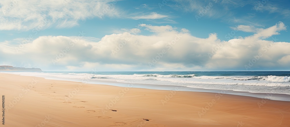 Poster autumnal seaside landscape with a breathtaking view and a vast expanse of sand perfect for a backgro