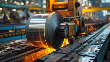 A large industrial building with many steel coils