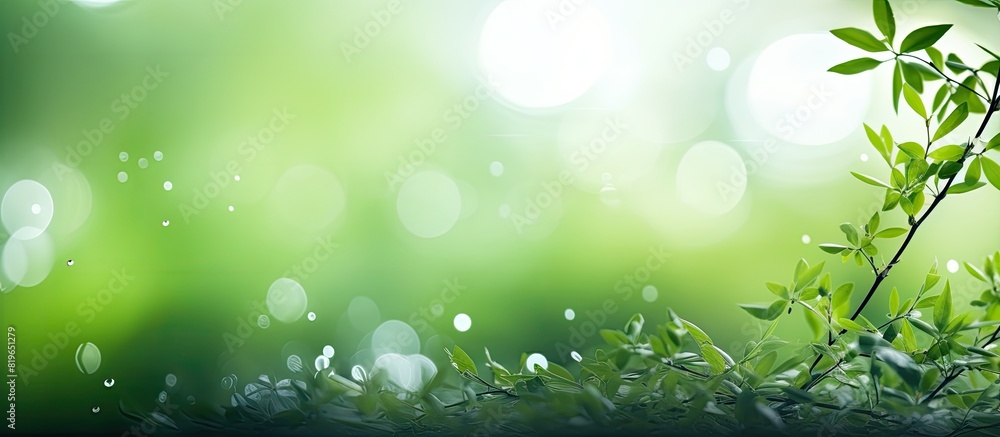 Poster background of green bokeh from tree with copy space image