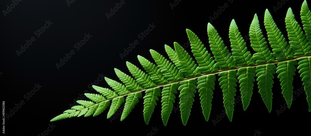 Poster a detailed close up photo of a fern leaf with empty space for text or graphics known as a copy space
