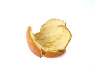 yellow orange peel on a white background