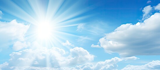 Fototapeta premium Sunny blue sky and sun complete the scene Text can be added against the backdrop of a copy space image