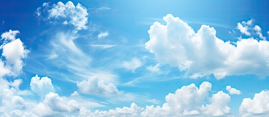 Partly cloudy outdoor scene on a sunny summer day with space to add text or images. Copy space image. Place for adding text and design