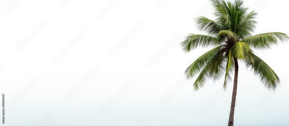 Aufkleber a coconut tree stands alone on a white background with ample copy space image available