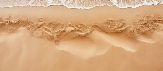 Obraz premium Top view of a sandy beach with visible sand texture ideal as a backdrop for mockups advertising or any design projects requiring a copy space image