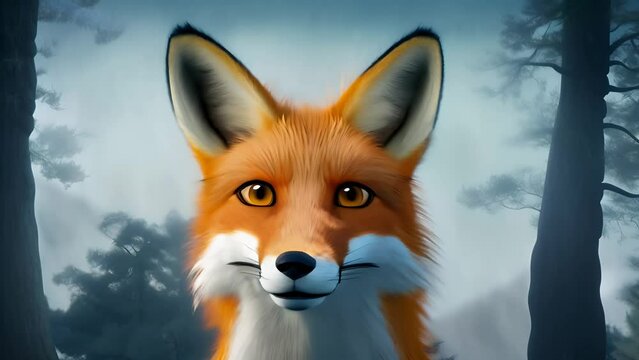 Red fox portrait in the winter forest