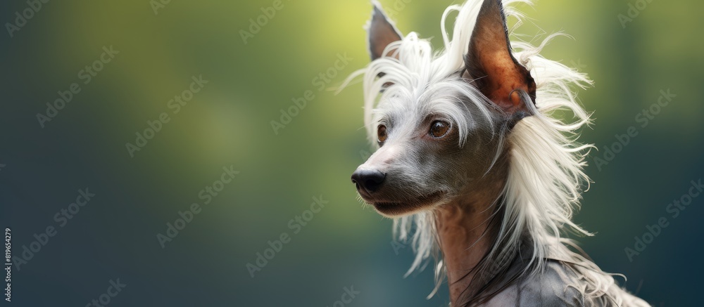 Poster stunning chinese crested dog captured in a summer setting with a background perfect for a copy space