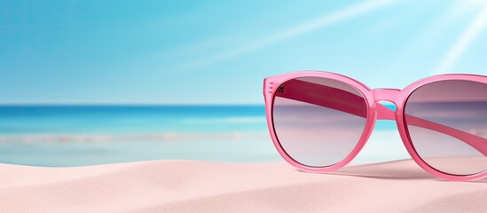 Summer beach sunglasses concept on a pink background with copy space image - Powered by Adobe