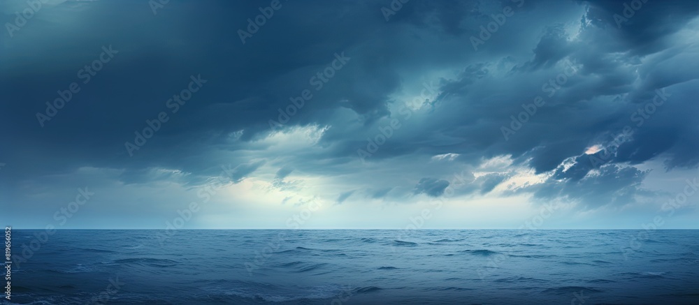 Poster baltic sea background with dark and dramatic storm clouds creating a captivating copy space image