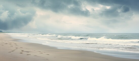 Overcast day at the beach with a copy space image