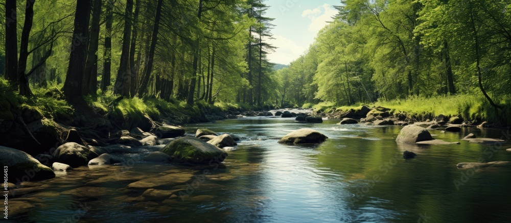 Aufkleber summer forest landscapes with rivers provide a diverse array of scenes and settings perfect for a de