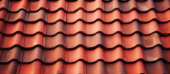 Old red roof tiles background of old roof. Copy space image. Place for adding text and design