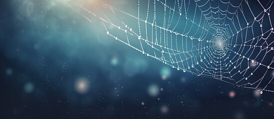 Spider on a web consuming its prey with a copy space image