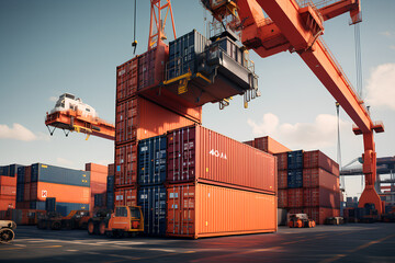 Crane lifting containers at the yard