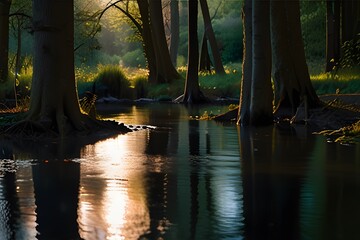 reflection of a tree in water