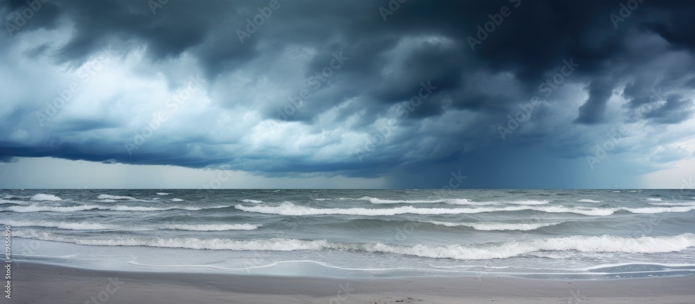 Aufkleber baltic sea background with dark and dramatic storm clouds creating a captivating copy space image