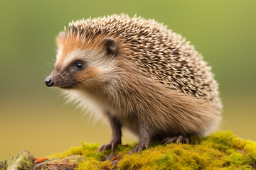 Fototapeta premium Hedgehog at outdoors in wildlife. Animal