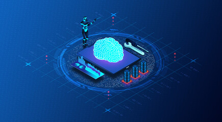AIOps Concept - Artificial Intelligence for IT Operations - 3D Illustration