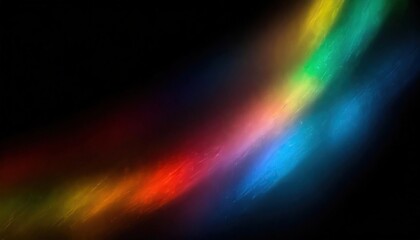 Creative black background with rainbow flare overlay. Colorful streaks of light, vibrant colors on background 
