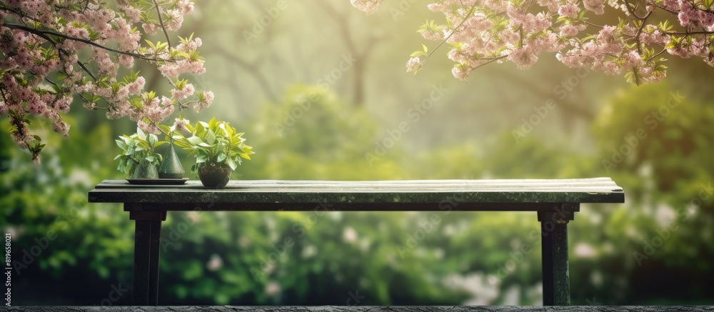 Poster spring time setting with a table background and copy space image
