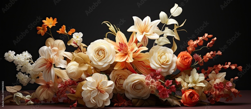 Poster detailed image of artificial flower arrangement with copy space image