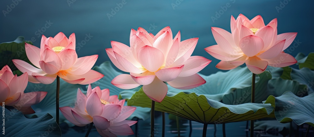 Poster artificial lotus flowers with a copy space image
