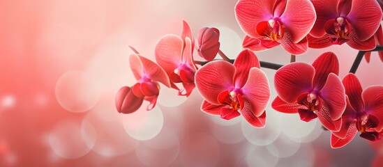 Close up of vibrant red orchids with copy space image © Ilgun