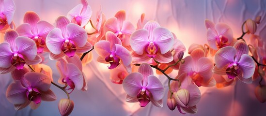 Obraz na płótnie Canvas Vibrant and stunning orchids in a copy space image