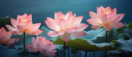 Artificial lotus flowers with a copy space image