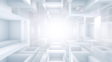 Fototapeta premium abstract white square light glowing technology communication concept background.