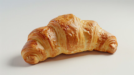 Croissant bread closeup  isolated on white background. display, whole and side view. frontal full view. lifestyle studio shoot. closeup view. Fresh croissant on a white background. 