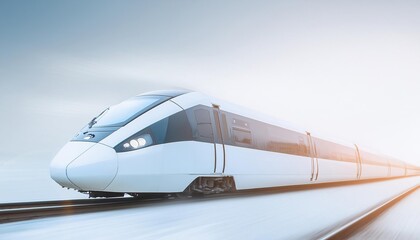 modern train with speed light effect, space for text. high tech transportation. Fast trip. Travel banner