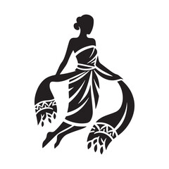 Sarong Silhouette- Cultural Significance of Southeast Asian Wrap Skirts- Minimalist Sarong Vector- Sarong Illustration.