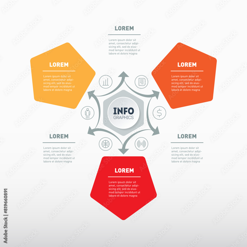 Poster infographic of technology cycle or education process with 3 steps. template of info graphic with thr
