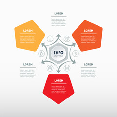 Infographic of technology cycle or education process with 3 steps. Template of Info graphic with three parts or processes.