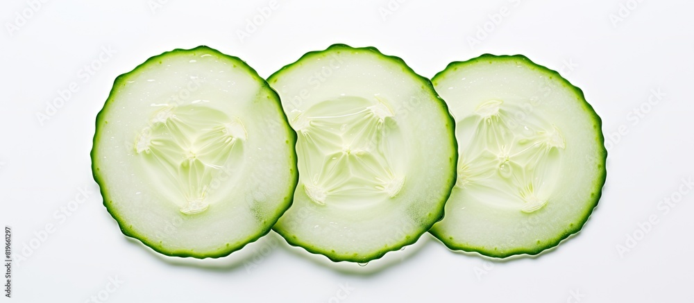 Aufkleber cucumber slice on a white background with copy space image